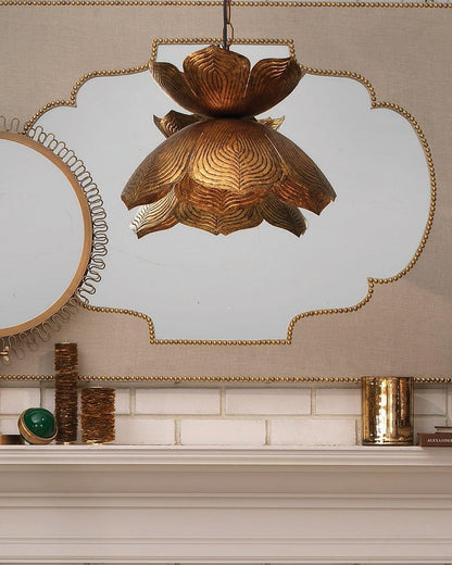 Coastal Style Gold Iron Flowering Lotus Pendant - Small Pendants Sideboards and Things By Jamie Young