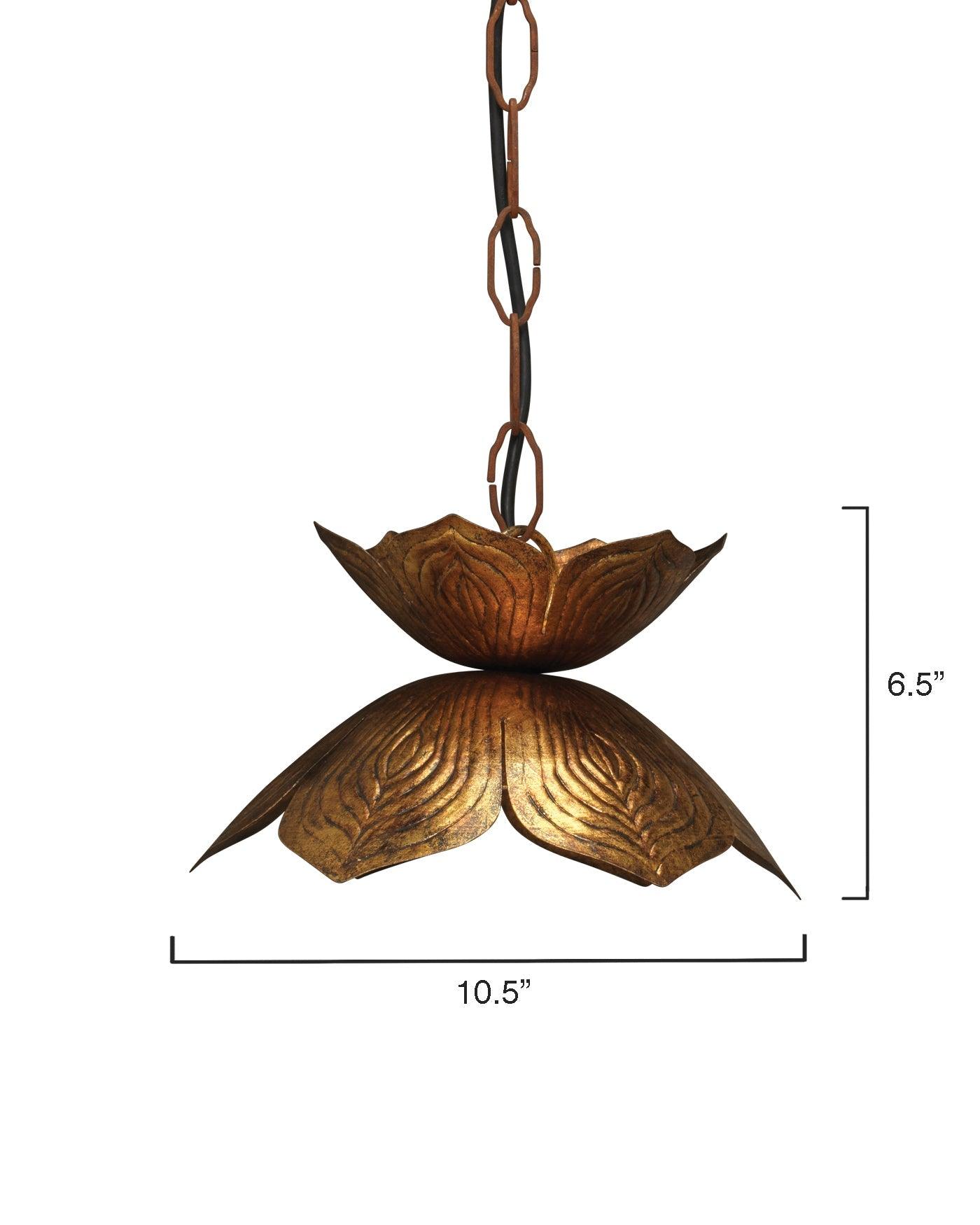 Coastal Style Gold Iron Flowering Lotus Pendant - Small Pendants Sideboards and Things By Jamie Young