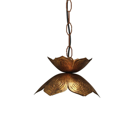 Coastal Style Gold Iron Flowering Lotus Pendant - Small Pendants Sideboards and Things By Jamie Young