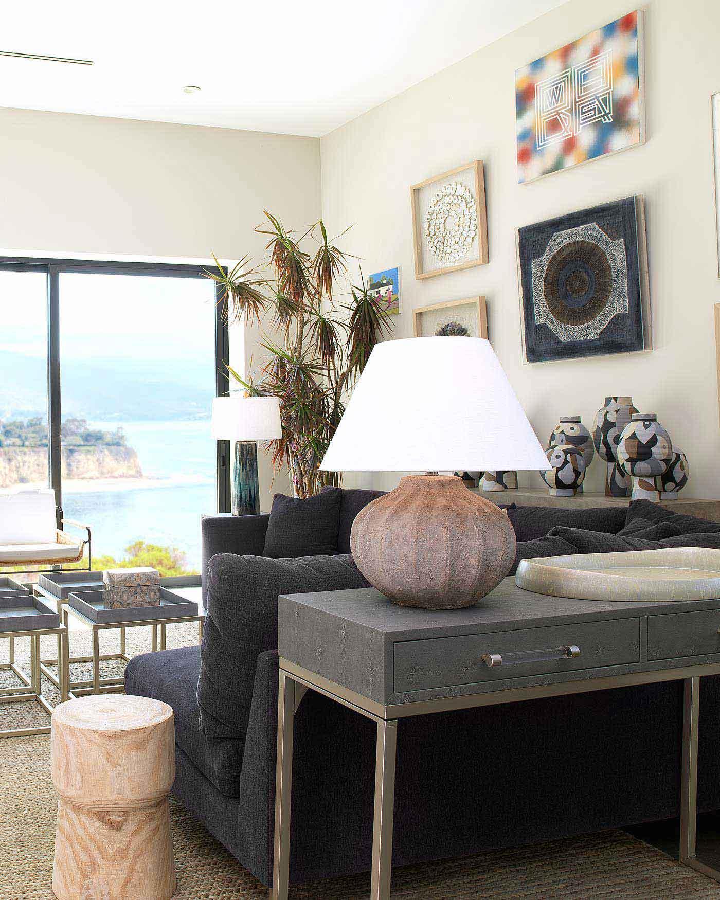 Coastal Style Grey Ceramic Clamshell Table Lamp Table Lamps Sideboards and Things By Jamie Young