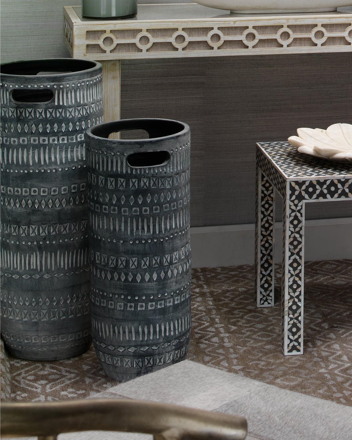 Coastal Style Grey Ceramic Zion Ceramic Vase Vases & Jars Sideboards and Things By Jamie Young