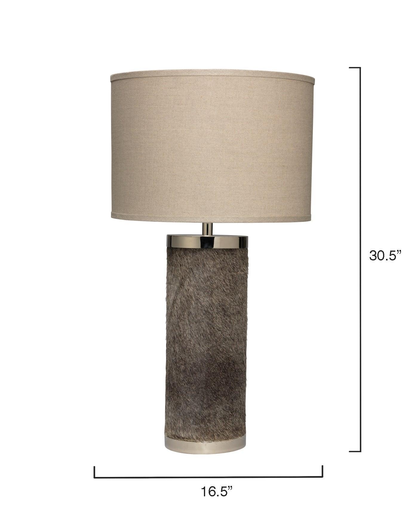 Coastal Style Grey Cowhide Column Table Lamp Table Lamps Sideboards and Things By Jamie Young