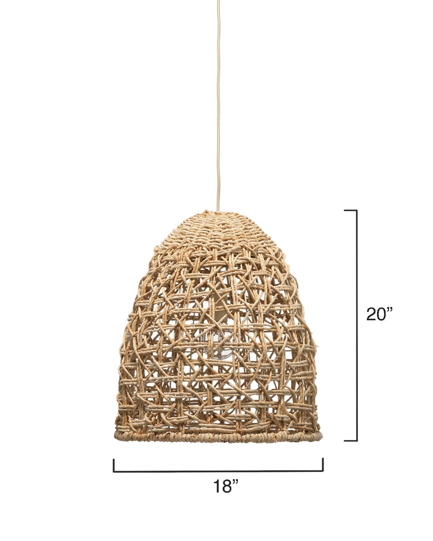 Coastal Style Natural Corn Straw Rope Netted Pendant Pendants Sideboards and Things By Jamie Young