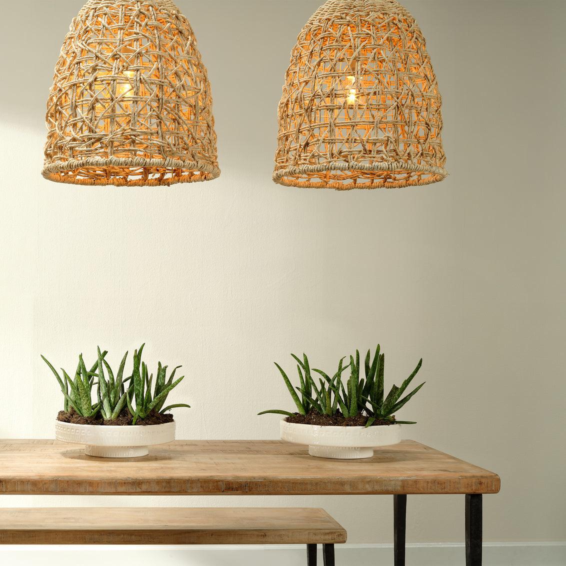 Coastal Style Natural Corn Straw Rope Netted Pendant Pendants Sideboards and Things By Jamie Young