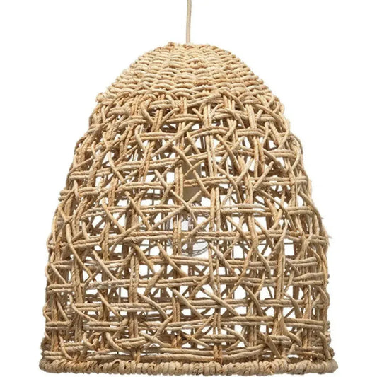 Jamie Young Coastal Style Natural Corn Straw Rope Netted Pendant