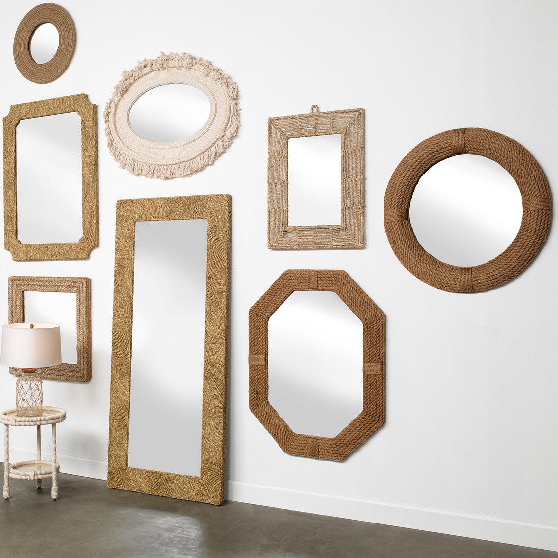 Coastal Style Natural Jute Round Rope Wall Mirror Wall Mirrors Sideboards and Things By Jamie Young