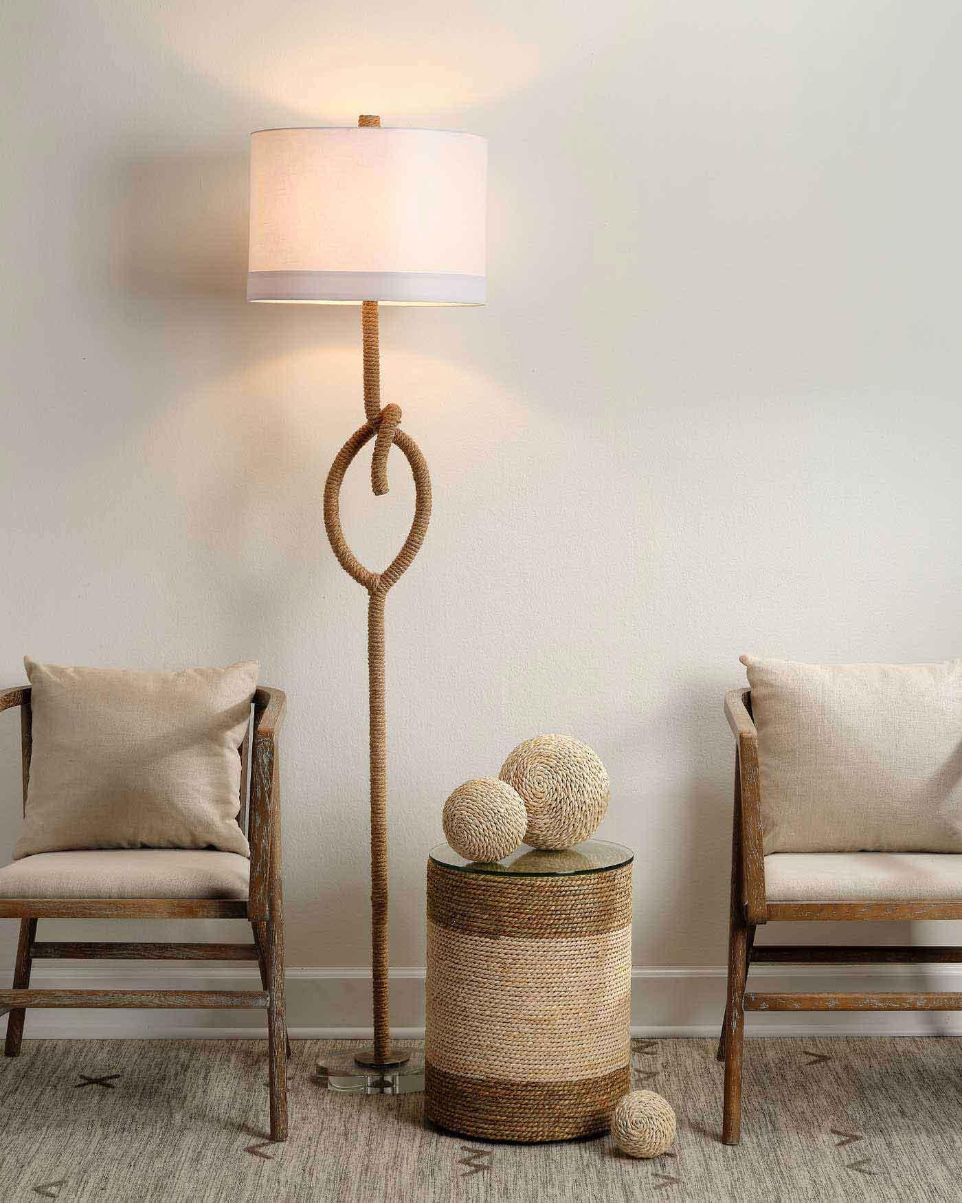 Coastal Style Natural Rope Knot Floor Lamp Floor Lamps Sideboards and Things By Jamie Young