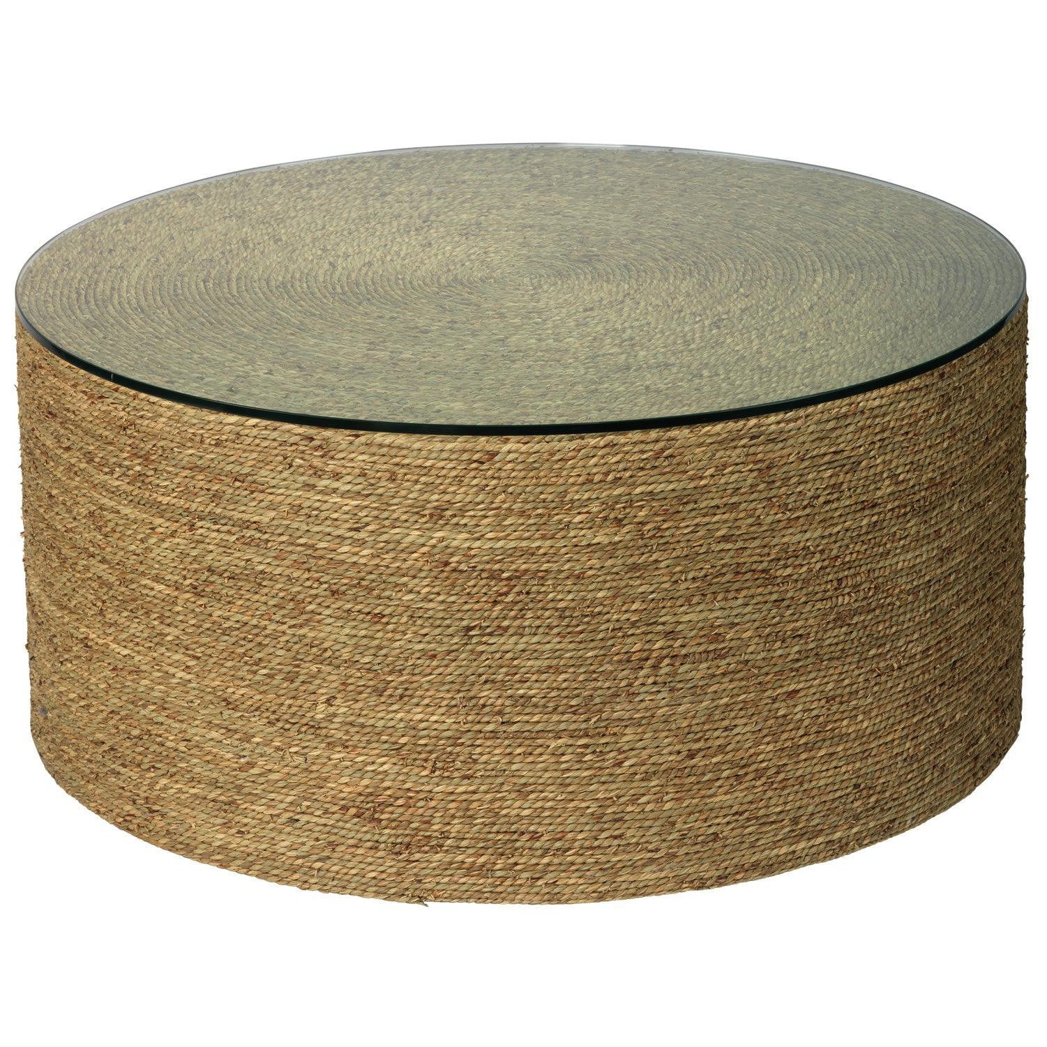 Coastal Style Natural Seagrass Round Harbor Coffee Table Coffee Tables Sideboards and Things By Jamie Young