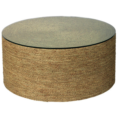Coastal Style Natural Seagrass Round Harbor Coffee Table Coffee Tables Sideboards and Things By Jamie Young