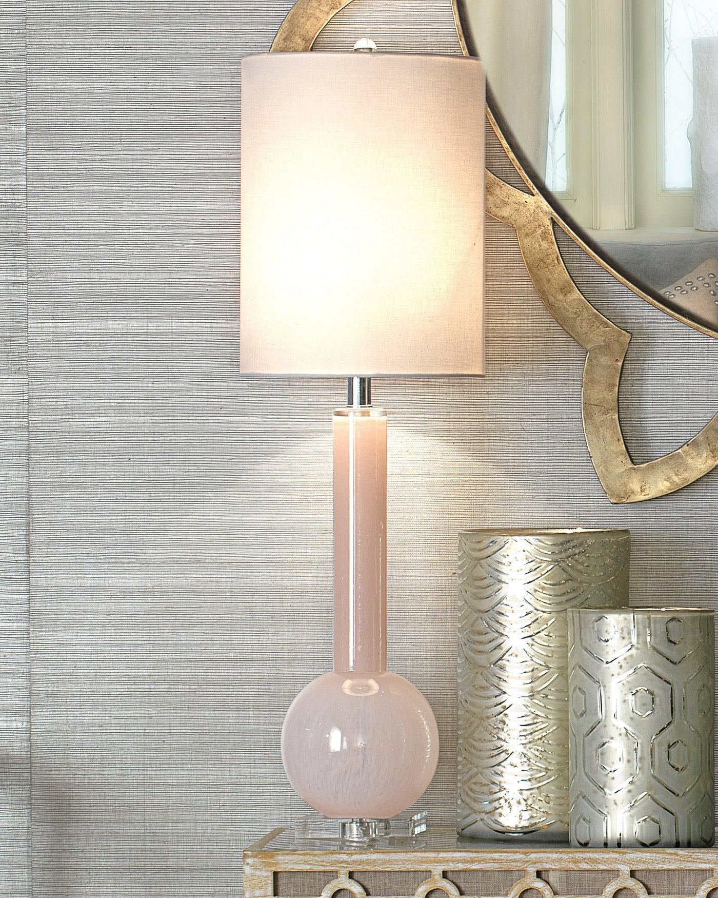 Coastal Style Pink Glass Studio Table Lamp Table Lamps Sideboards and Things By Jamie Young