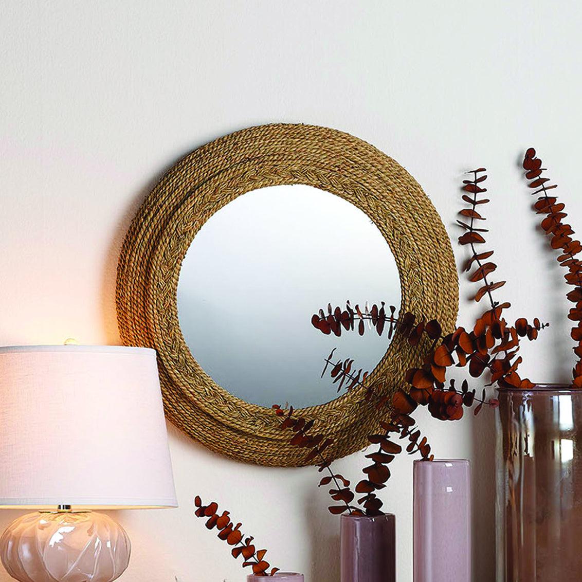 Coastal Style Seagrass Hand-Woven Vertical Wall Mirror Wall Mirrors Sideboards and Things By Jamie Young