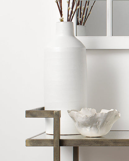 Coastal Style White Ceramic Dimple Carafe Statues & Sculptures Sideboards and Things By Jamie Young