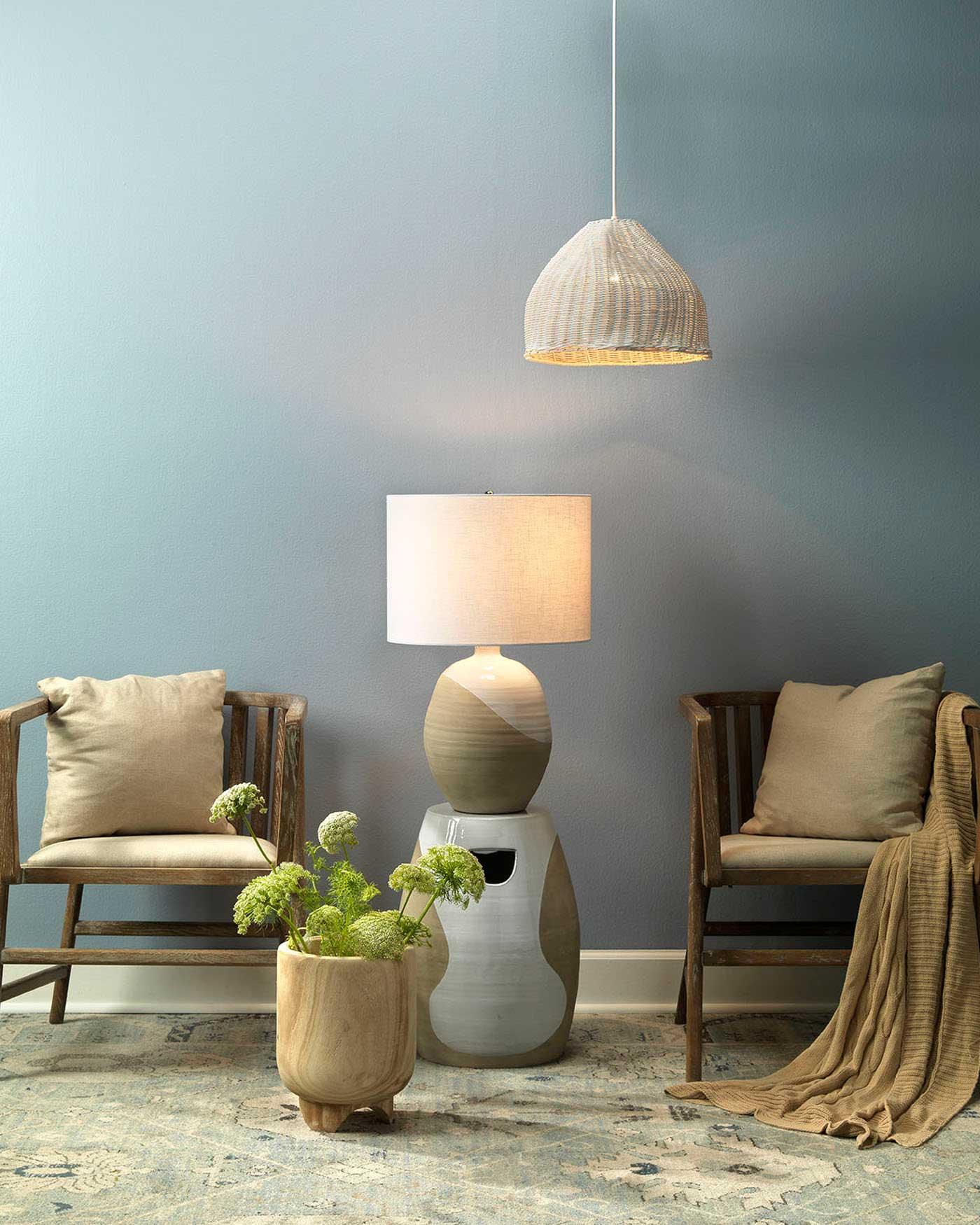 Coastal Style White Ceramic Hill Mid Century Modern Table Lamp Table Lamps Sideboards and Things By Jamie Young