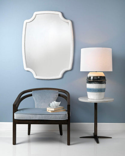 Coastal Style White Ceramic Horizon Striped Table Lamp Table Lamps Sideboards and Things By Jamie Young