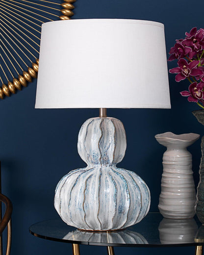 Coastal Style White Ceramic Oceana Gourd Table Lamp Table Lamps Sideboards and Things By Jamie Young