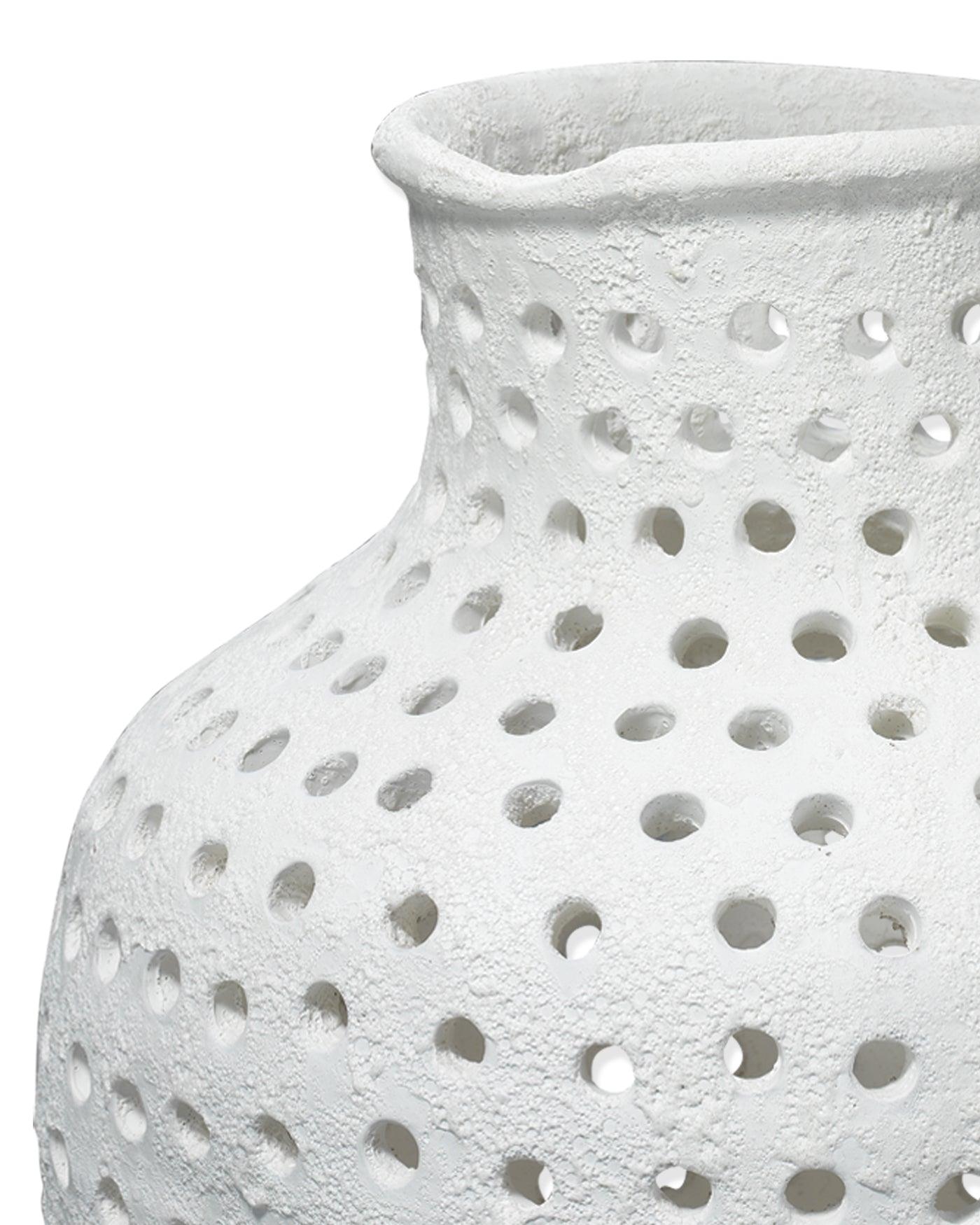 Coastal Style White Ceramic Porous Vase Vases & Jars Sideboards and Things By Jamie Young