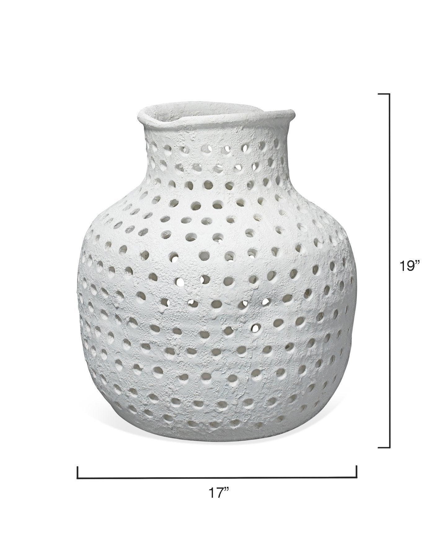 Coastal Style White Ceramic Porous Vase Vases & Jars Sideboards and Things By Jamie Young