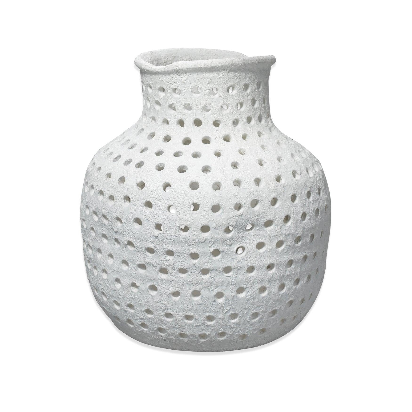 Coastal Style White Ceramic Porous Vase Vases & Jars Sideboards and Things By Jamie Young