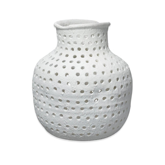 Coastal Style White Ceramic Porous Vase Vases & Jars Sideboards and Things By Jamie Young