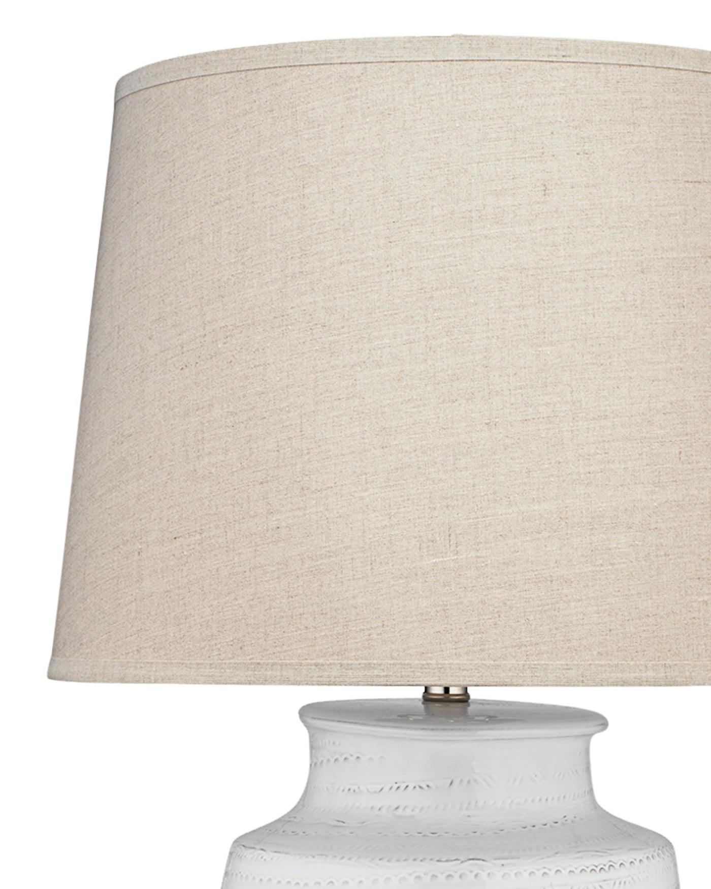 Coastal Style White Ceramic Trace Table Lamp Table Lamps Sideboards and Things By Jamie Young