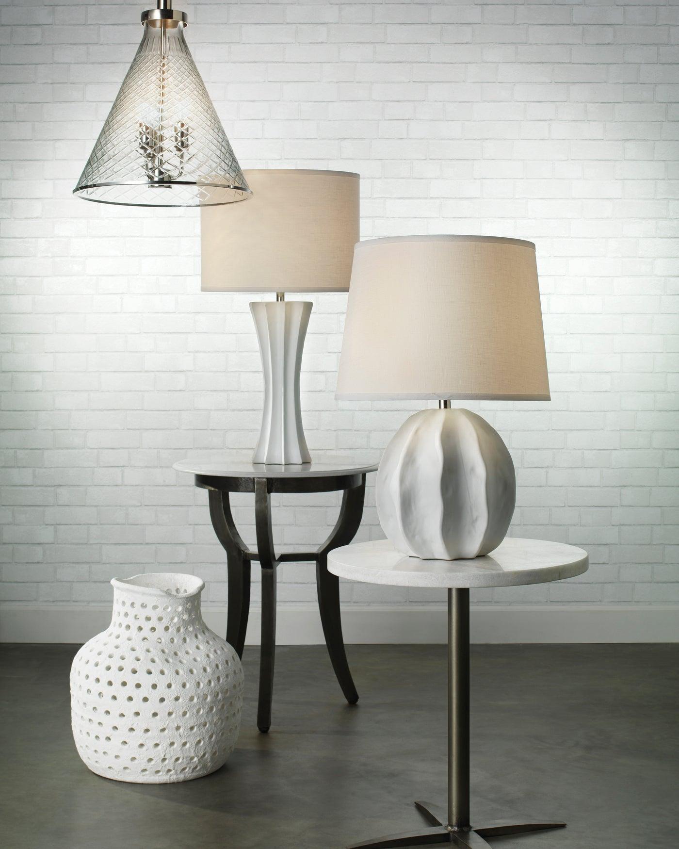 Coastal Style White Ceramic Urchin Table Lamp Table Lamps Sideboards and Things By Jamie Young