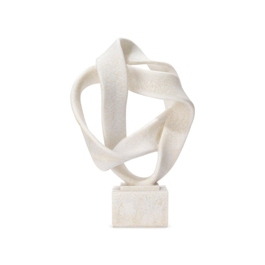 Coastal Style White Polyresin Intertwined Object on Stand Statues & Sculptures Sideboards and Things By Jamie Young