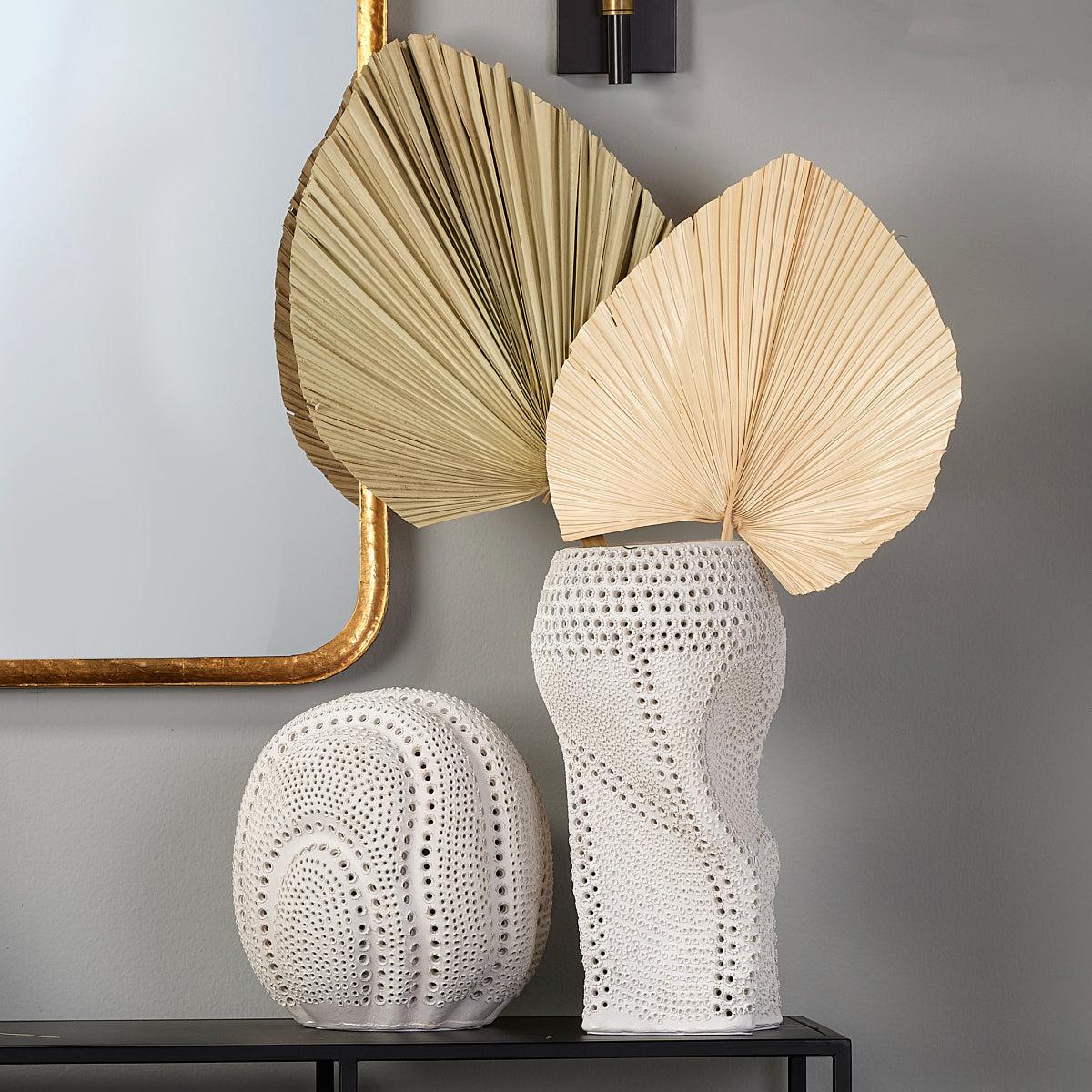 Coastal Style White Porcelain Lunar Sphere-Statues & Sculptures-Jamie Young-Sideboards and Things