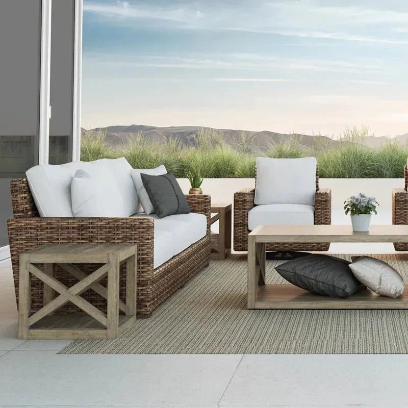 Coastal Teak X Shape Outdoor End Table -- view 2
