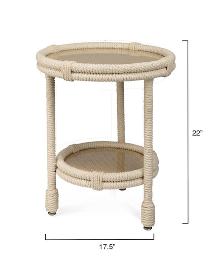 Coastal White Rope Mid Century Modern Side Table With Storage Side Tables Sideboards and Things By Jamie Young