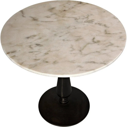 Noir Cobus Iron and Marble Round Side Table