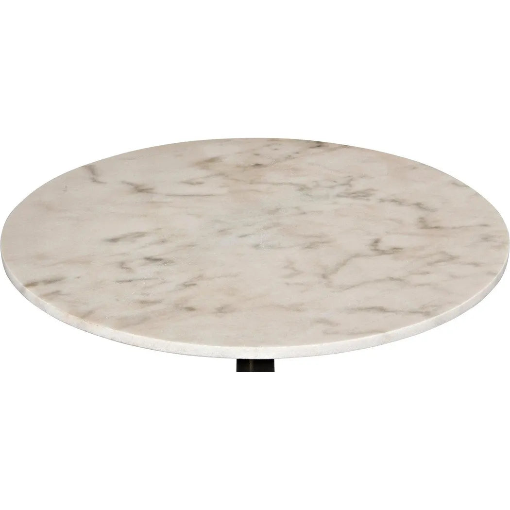 Noir Cobus Iron and Marble Round Side Table