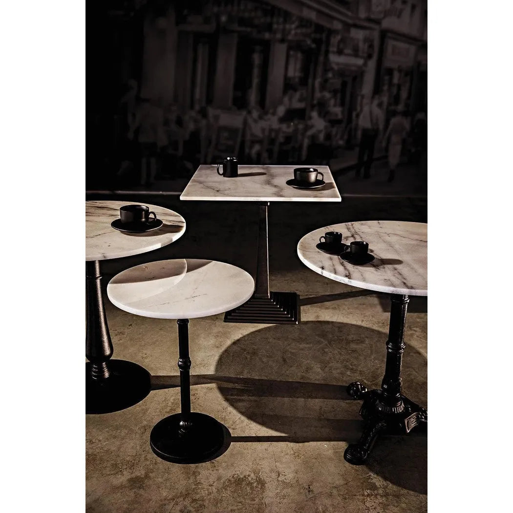 Noir Cobus Iron and Marble Round Side Table