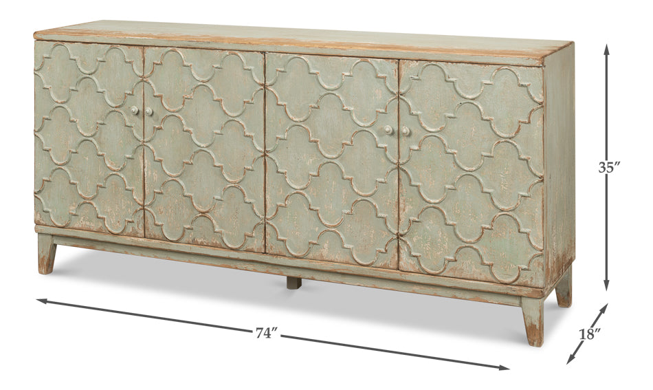 Cole Carved Sideboard For Living Room In Sage-Sideboards-Sarreid-LOOMLAN