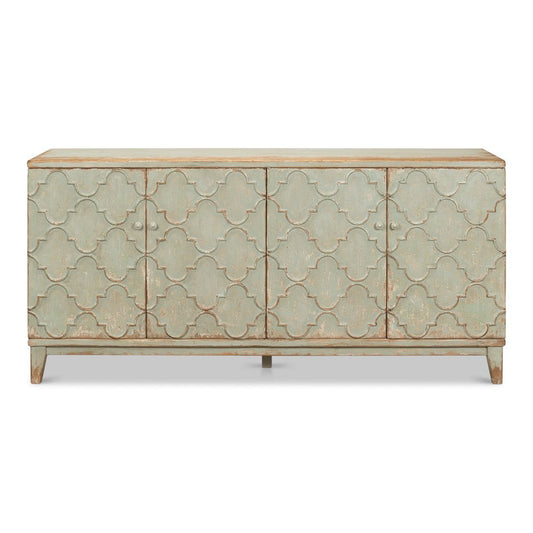 Cole Carved Sideboard For Living Room In Sage-Sideboards-Sarreid-LOOMLAN