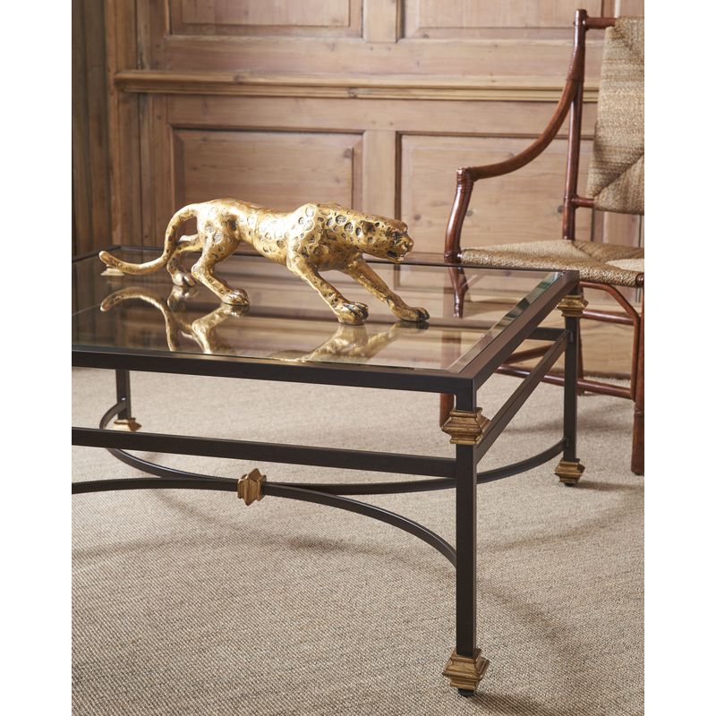 Chelsea House Collar Bronze Finish Glass Top Square Coffee Table