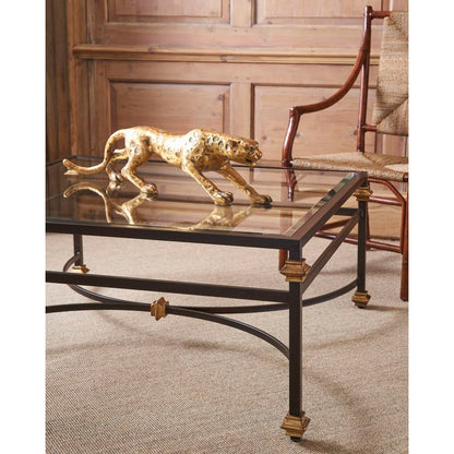 Chelsea House Collar Bronze Finish Glass Top Square Coffee Table