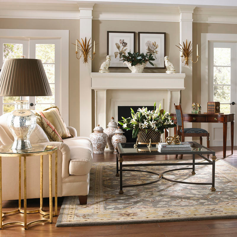 Chelsea House Collar Bronze Finish Glass Top Square Coffee Table