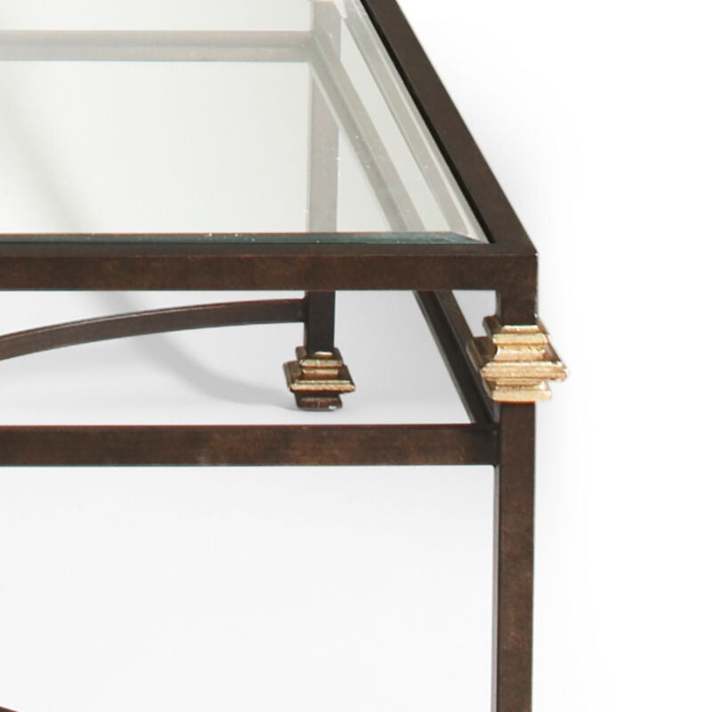 Chelsea House Collar Bronze Finish Glass Top Square Coffee Table