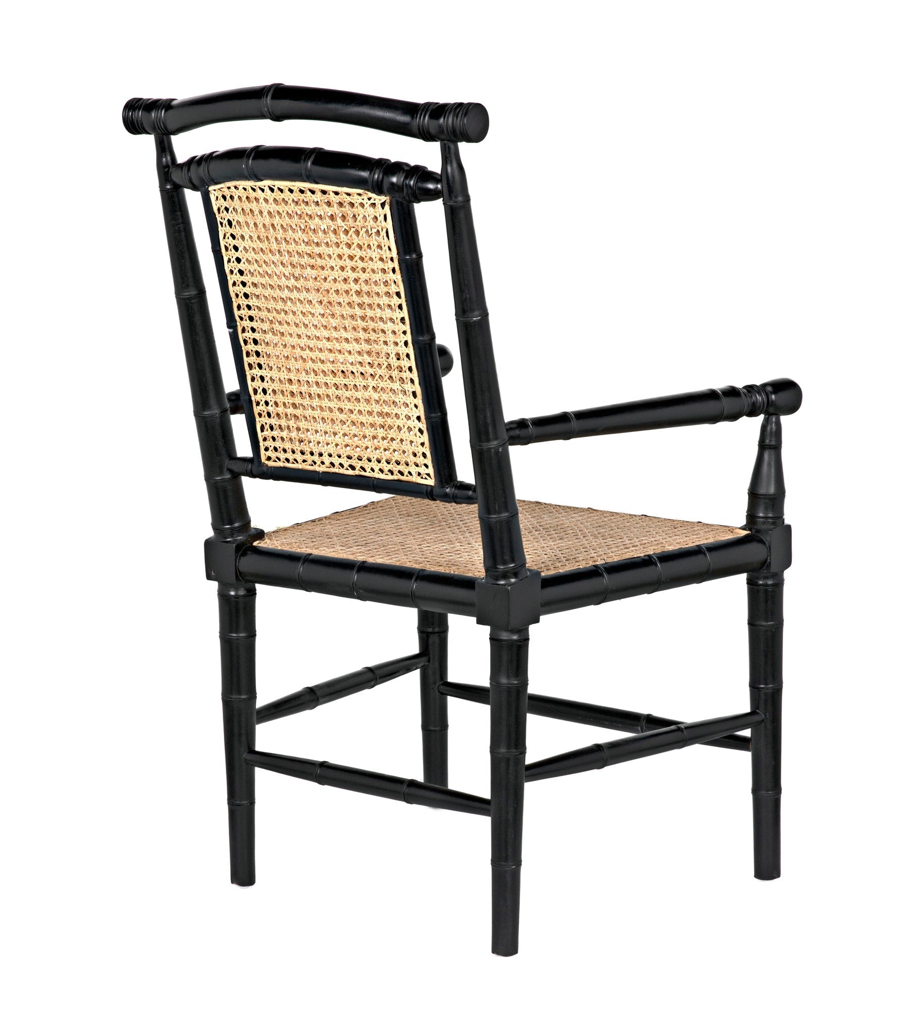 Colonial Bamboo Wood Black Arm Chair-Club Chairs-Noir-Sideboards and Things