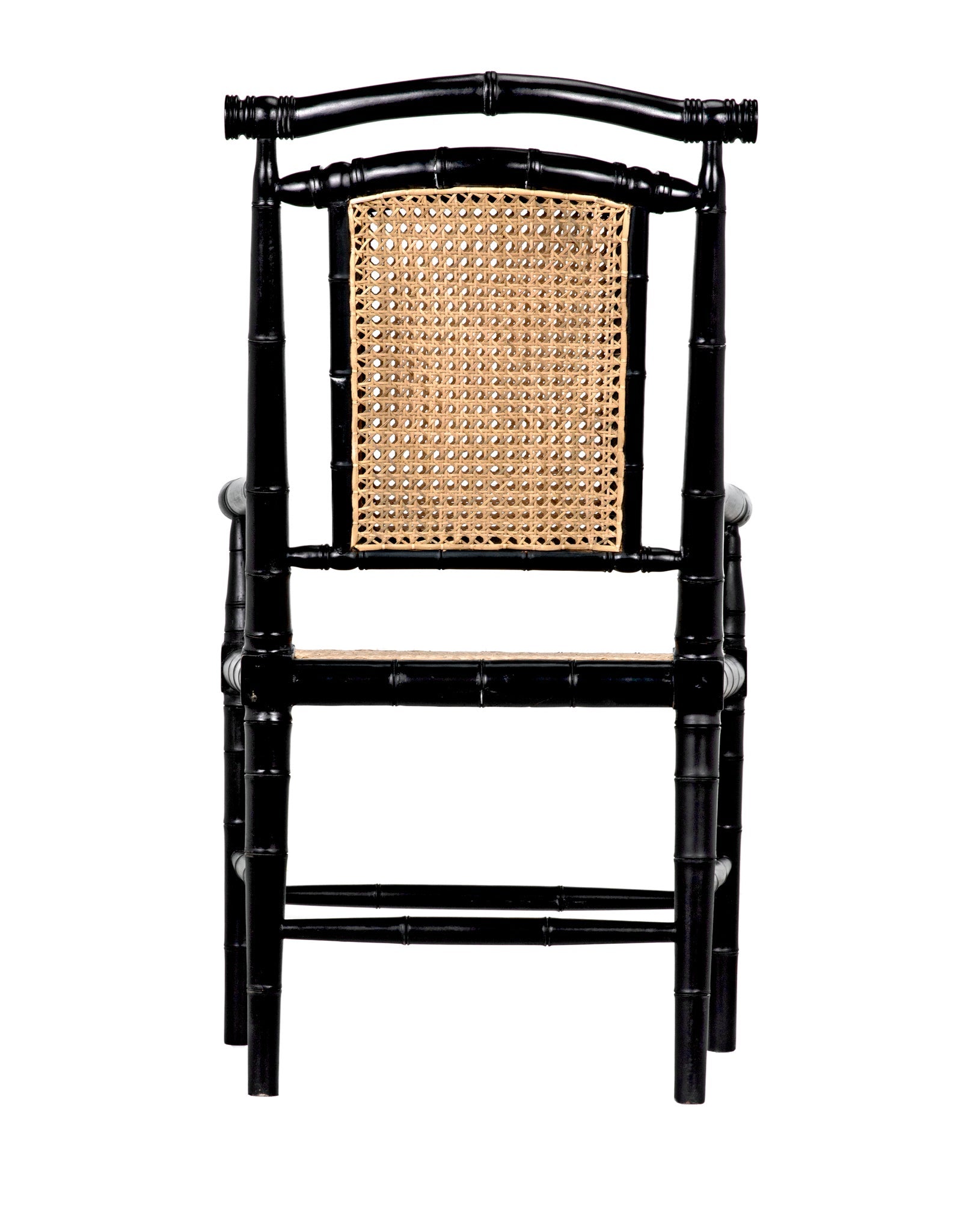 Colonial Bamboo Wood Black Arm Chair-Club Chairs-Noir-Sideboards and Things