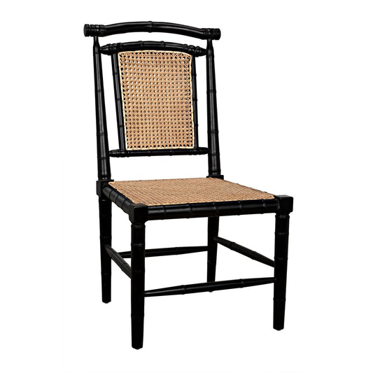 Colonial Bamboo Wood Black Armless Side Chair-Club Chairs-Noir-Sideboards and Things