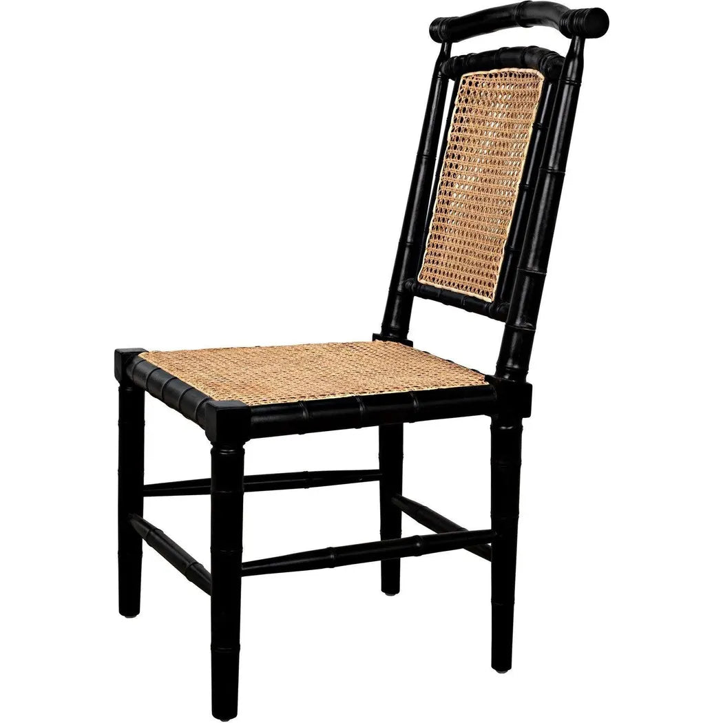 Colonial Bamboo Wood Black Side Chair