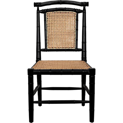 Colonial Bamboo Wood Black Side Chair