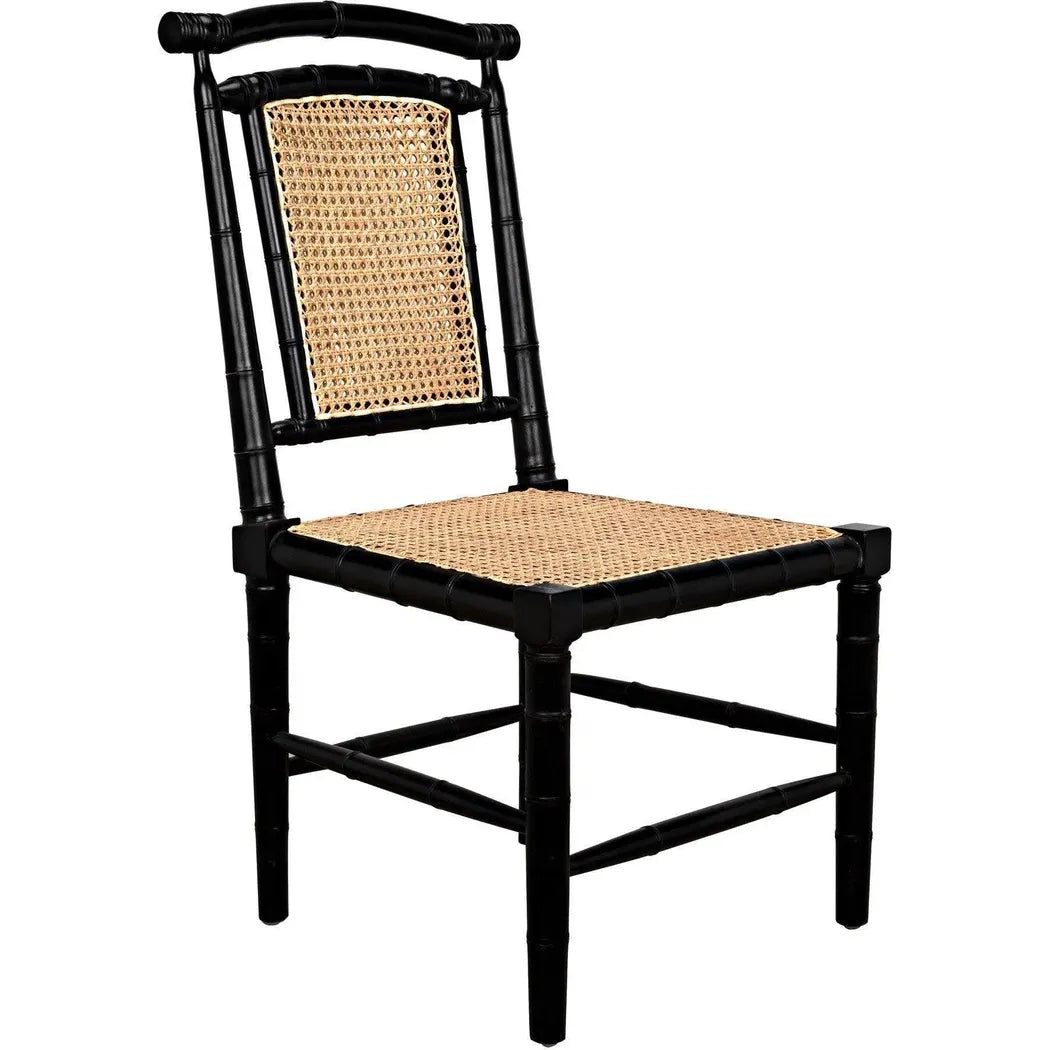 Colonial Bamboo Wood Black Side Chair