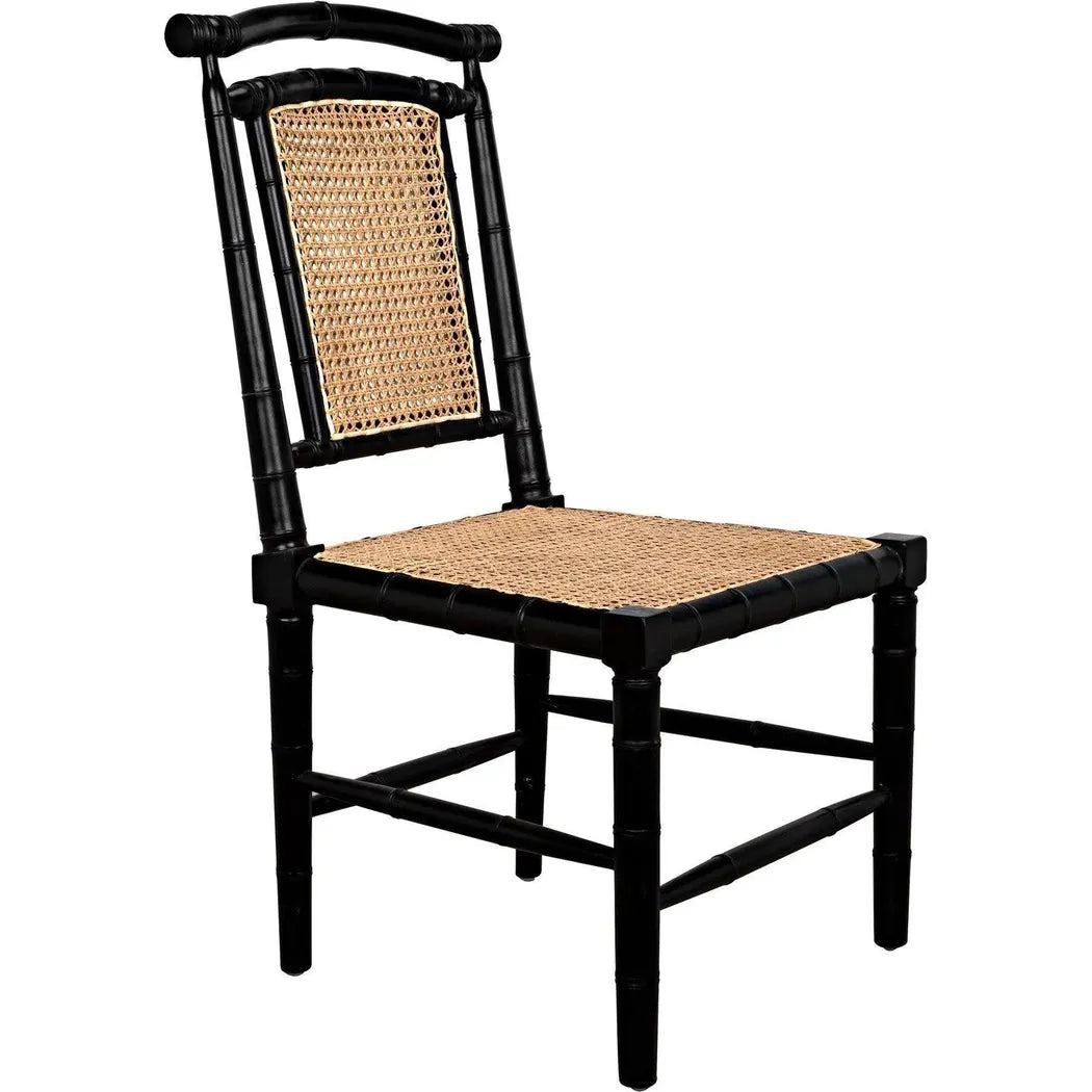Colonial Bamboo Wood Black Side Chair
