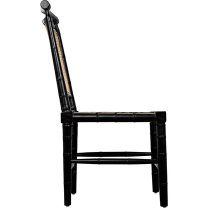 Colonial Bamboo Wood Black Side Chair