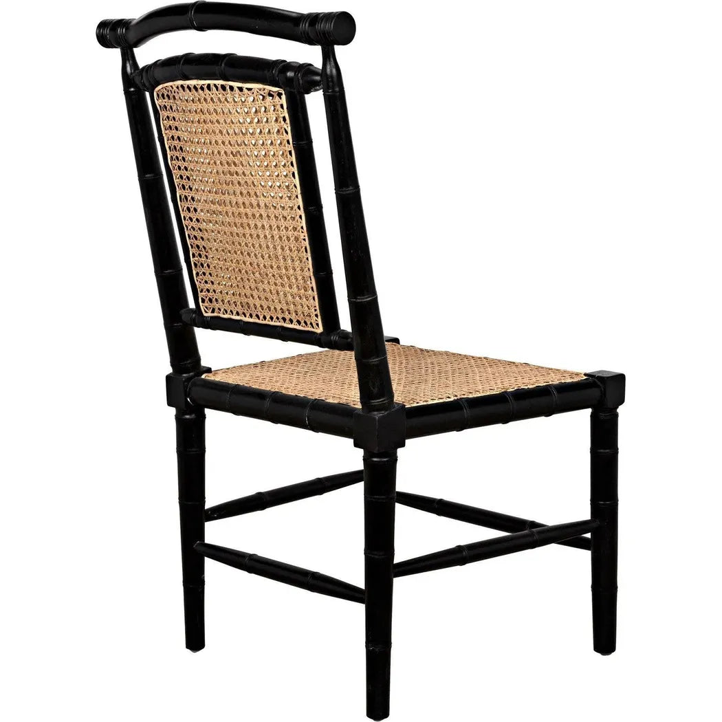 Colonial Bamboo Wood Black Side Chair
