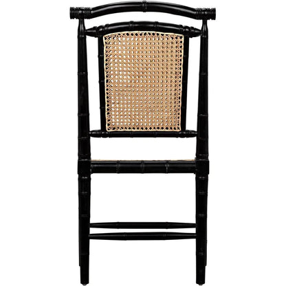 Colonial Bamboo Wood Black Side Chair