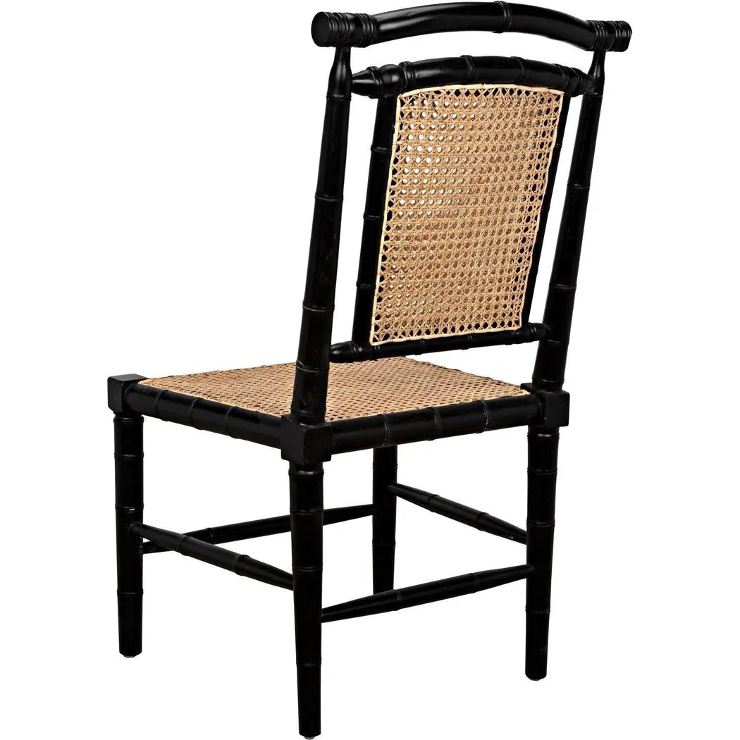 Colonial Bamboo Wood Black Side Chair
