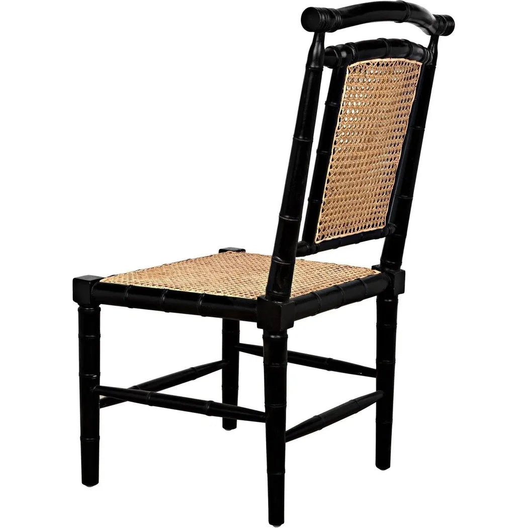 Colonial Bamboo Wood Black Side Chair